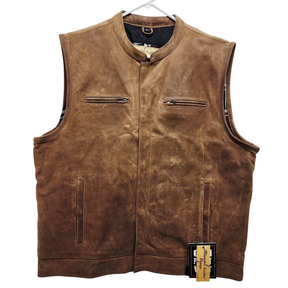 Milwaukee Leather Size XXL Crazy Horse Leather Vest W/ Gun Pocket & Dual Closure - Picture 1 of 10